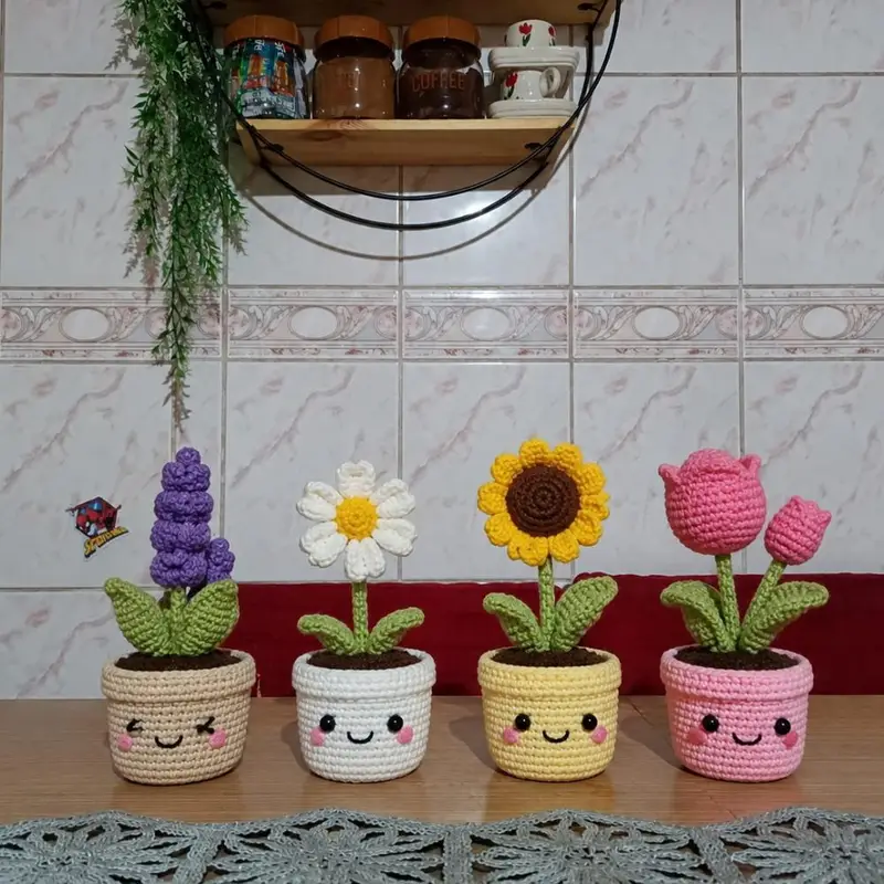 Amigurami çiçek – Örgü ev dekoru ve çiçek modeli, @aasafbuglem