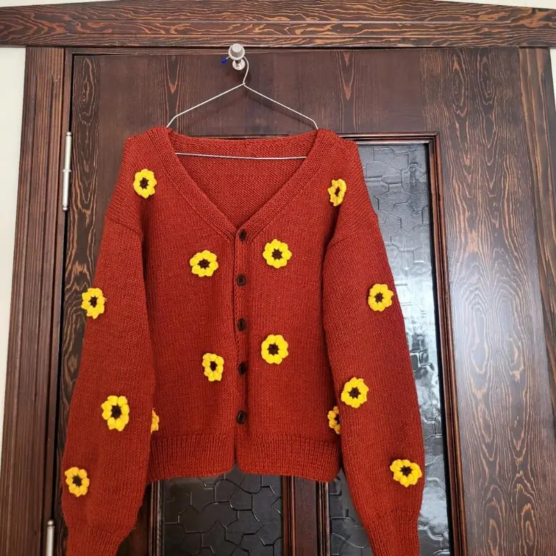 Ayçiçeği hırka – Örgü yelek ve hırka modeli, @Orguotagi